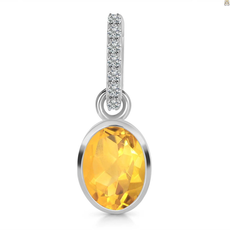 Citrine & White Topaz Pendant CIT-RDP-792-CZ-LOOP.