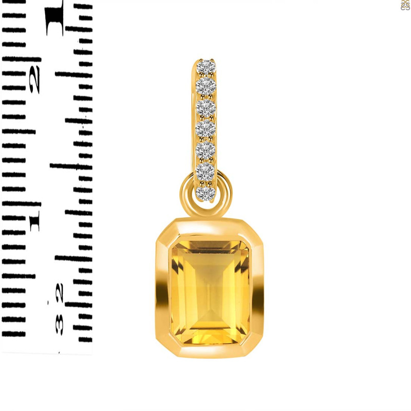 Citrine & White Topaz Pendant CIT-RDP-954-CZ-LOOP.