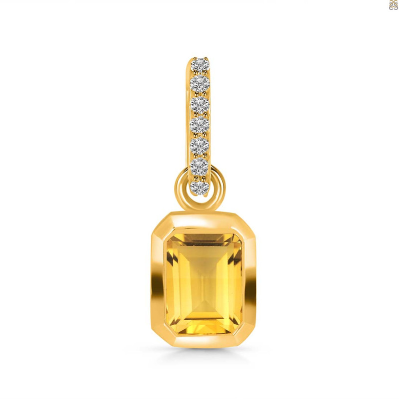 Citrine & White Topaz Pendant CIT-RDP-954-CZ-LOOP.