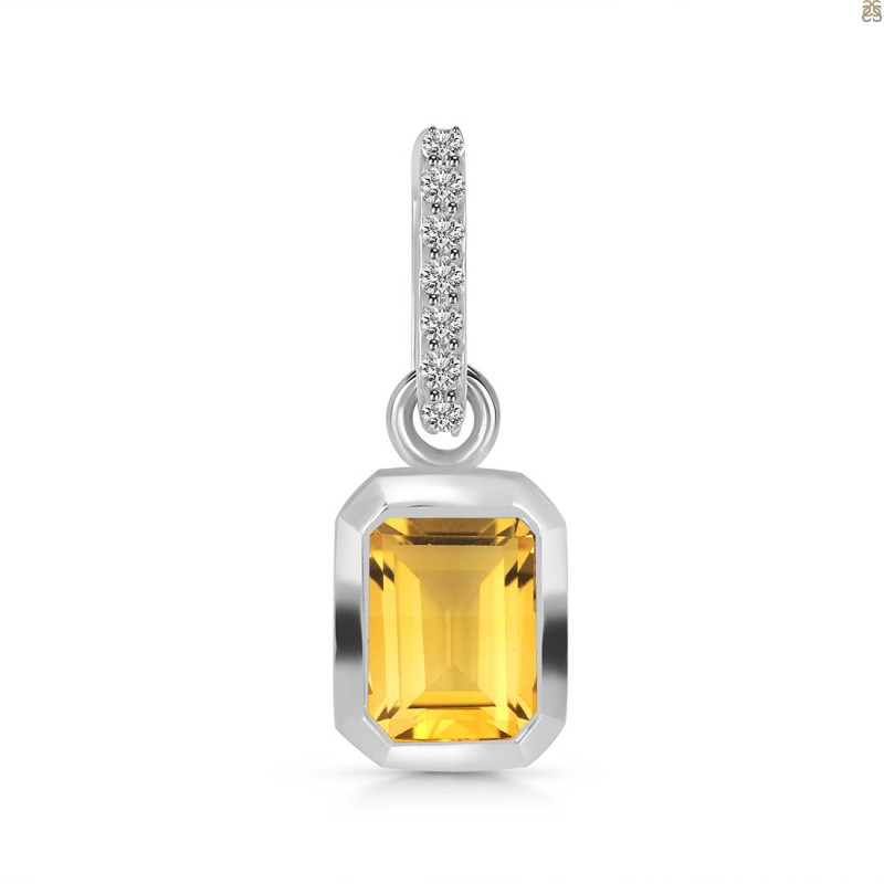 Citrine & White Topaz Pendant CIT-RDP-954-CZ-LOOP.