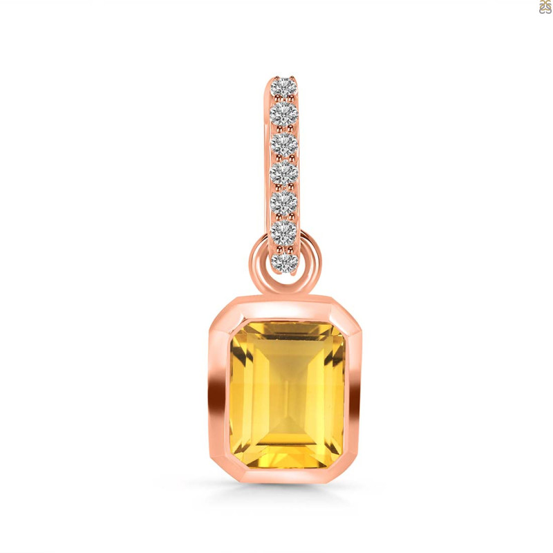 Citrine & White Topaz Pendant CIT-RDP-955-CZ-LOOP.