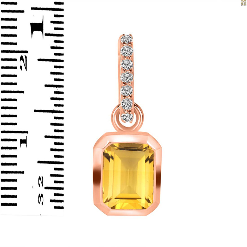 Citrine & White Topaz Pendant CIT-RDP-955-CZ-LOOP.