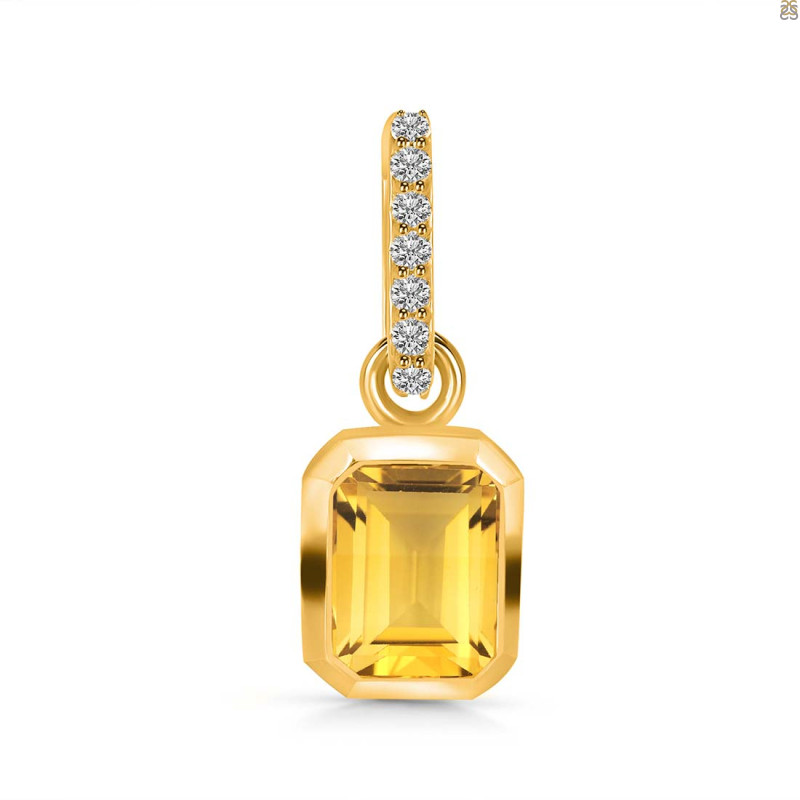 Citrine & White Topaz Pendant CIT-RDP-955-CZ-LOOP.