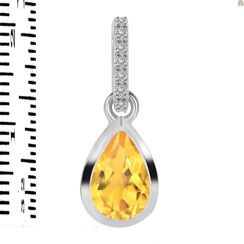 Citrine & White Topaz Pendant CIT-RDP-956-CZ-LOOP.
