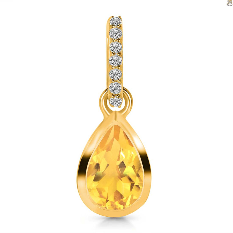 Citrine & White Topaz Pendant CIT-RDP-956-CZ-LOOP.