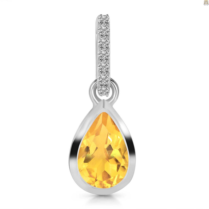 Citrine & White Topaz Pendant CIT-RDP-956-CZ-LOOP.