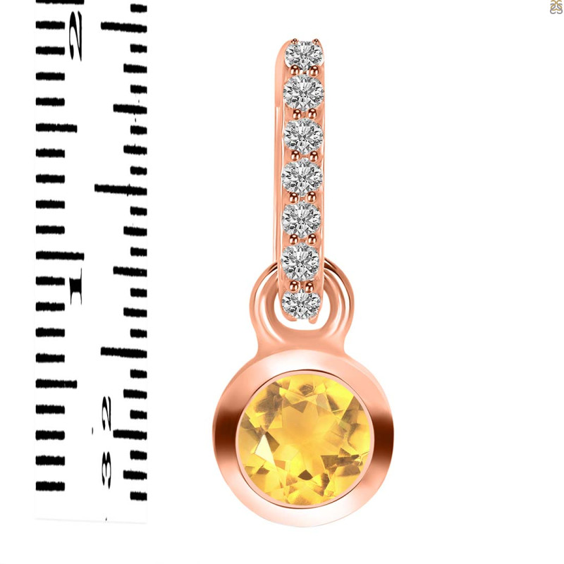 Citrine & White Topaz Pendant CIT-RDP-957-CZ-LOOP.