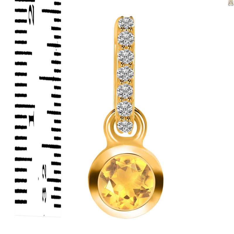 Citrine & White Topaz Pendant CIT-RDP-957-CZ-LOOP.