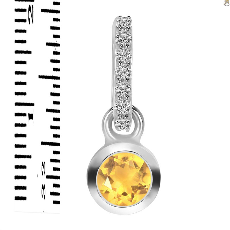Citrine & White Topaz Pendant CIT-RDP-957-CZ-LOOP.