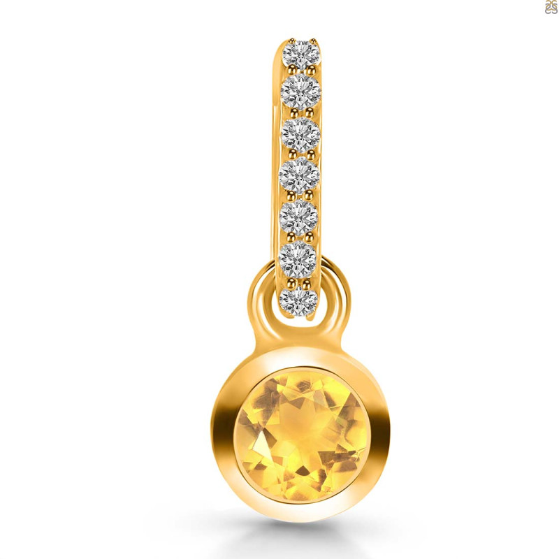 Citrine & White Topaz Pendant CIT-RDP-957-CZ-LOOP.