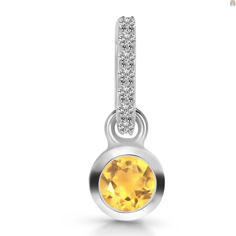 Citrine & White Topaz Pendant CIT-RDP-957-CZ-LOOP.