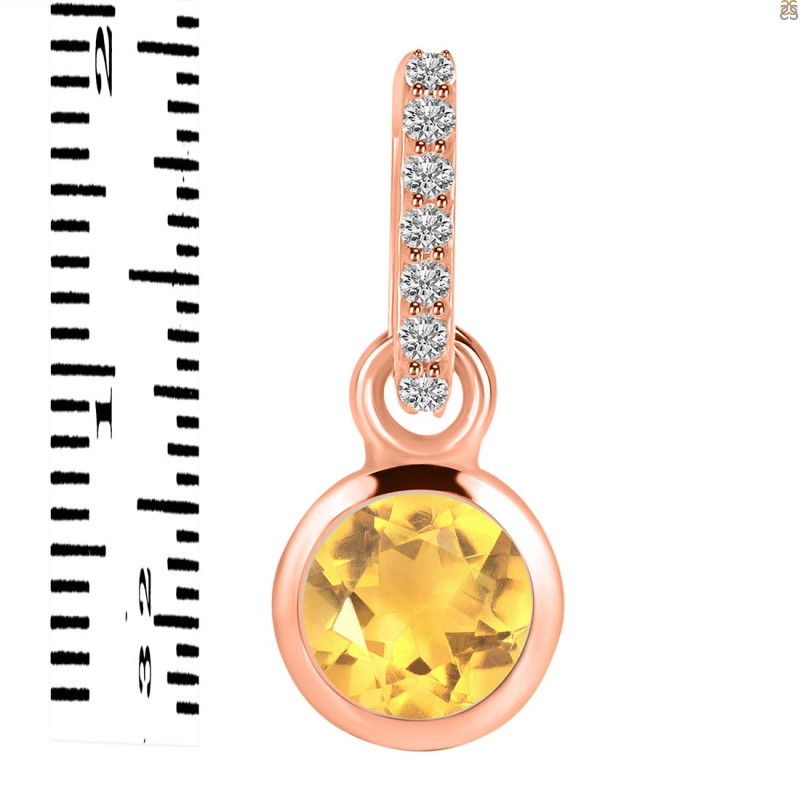 Citrine & White Topaz Pendant CIT-RDP-958-CZ-LOOP.