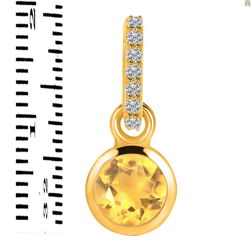 Citrine & White Topaz Pendant CIT-RDP-958-CZ-LOOP.