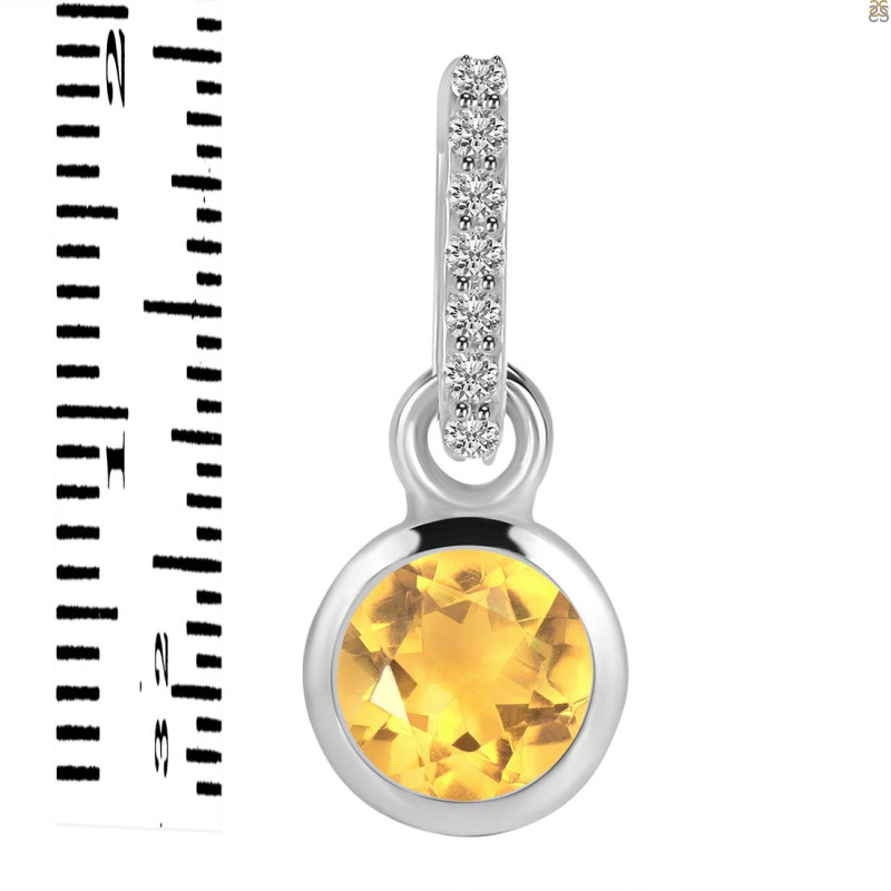 Citrine & White Topaz Pendant CIT-RDP-958-CZ-LOOP.