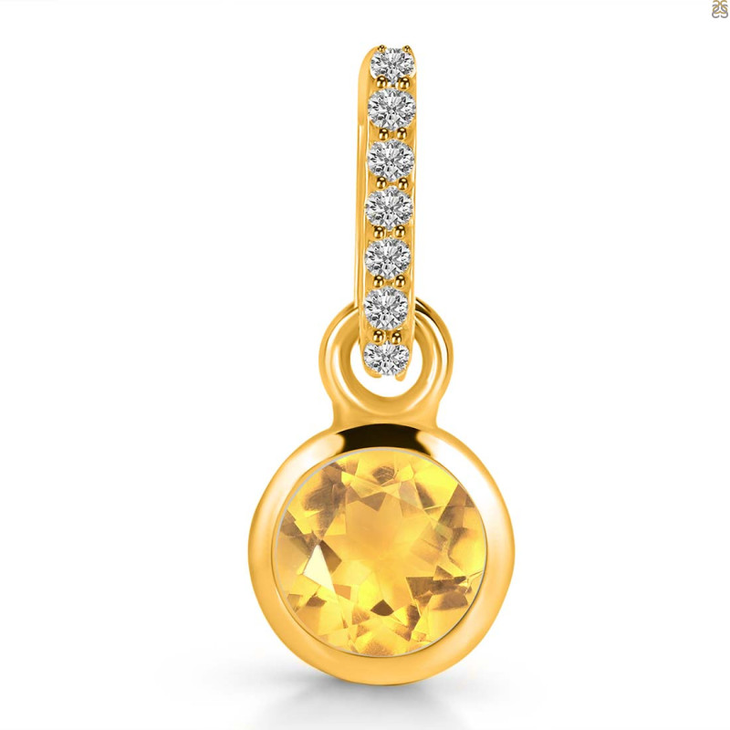 Citrine & White Topaz Pendant CIT-RDP-958-CZ-LOOP.
