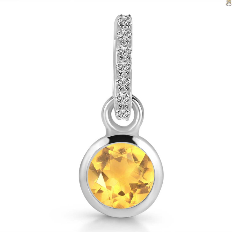 Citrine & White Topaz Pendant CIT-RDP-958-CZ-LOOP.