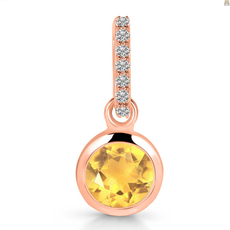 Citrine & White Topaz Pendant CIT-RDP-959-CZ-LOOP.