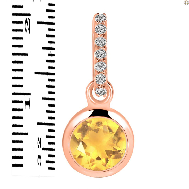 Citrine & White Topaz Pendant CIT-RDP-959-CZ-LOOP.