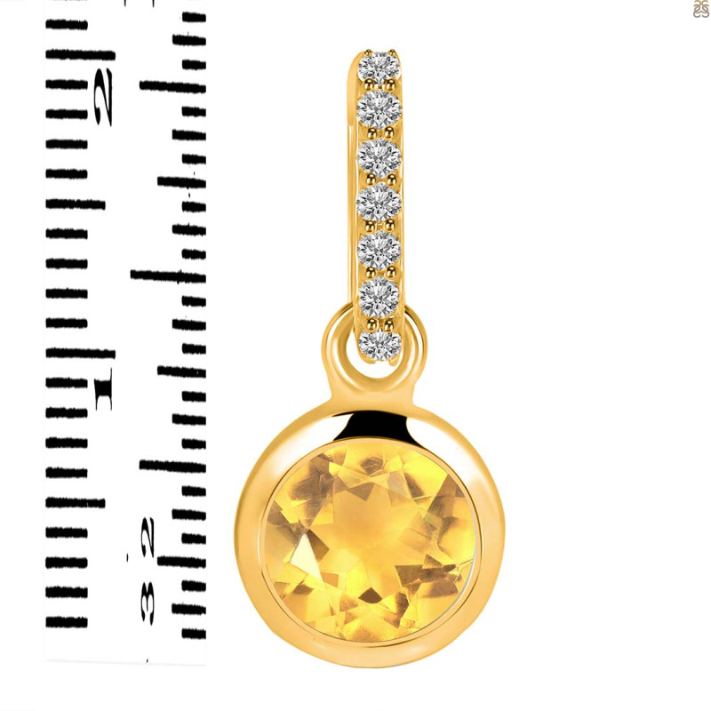 Citrine & White Topaz Pendant CIT-RDP-959-CZ-LOOP.