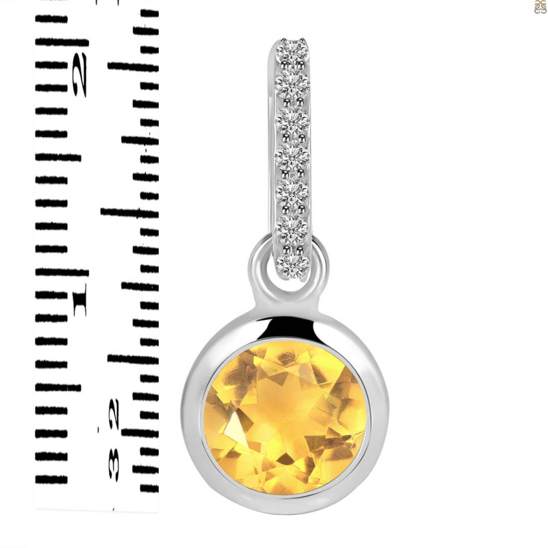 Citrine & White Topaz Pendant CIT-RDP-959-CZ-LOOP.