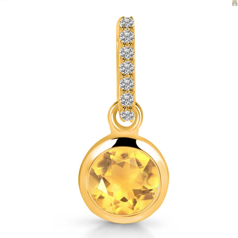 Citrine & White Topaz Pendant CIT-RDP-959-CZ-LOOP.