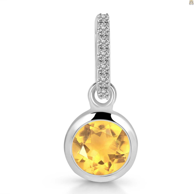 Citrine & White Topaz Pendant CIT-RDP-959-CZ-LOOP.