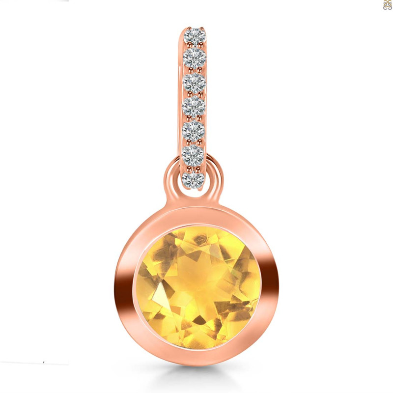 Citrine & White Topaz Pendant CIT-RDP-992-CZ-LOOP.