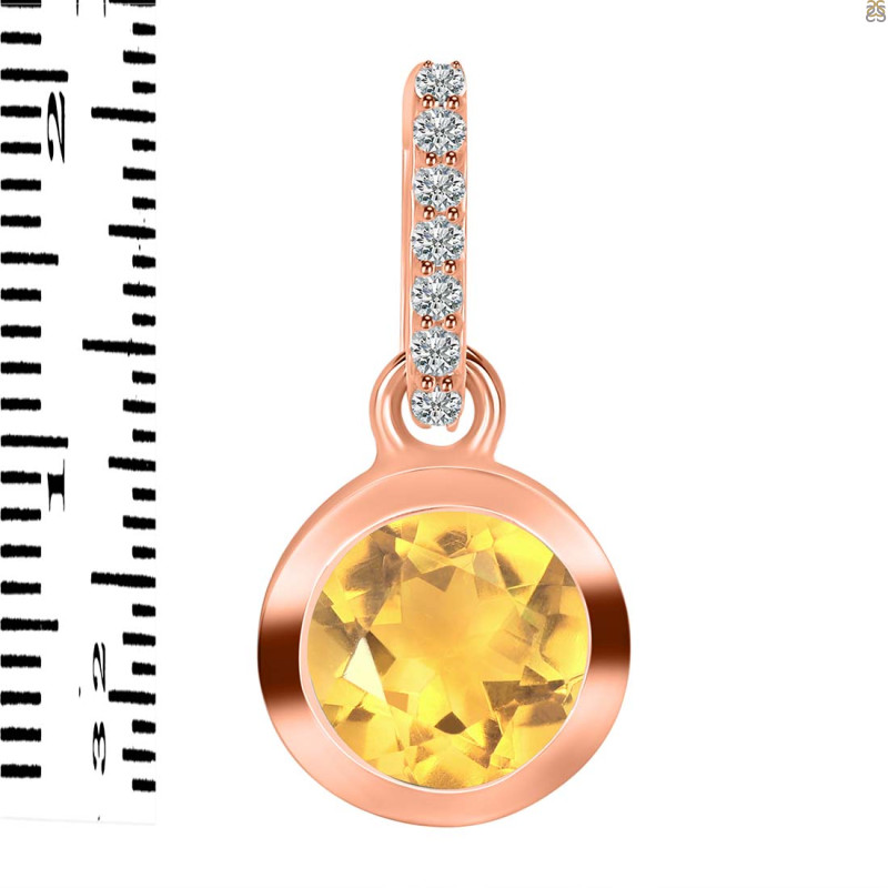 Citrine & White Topaz Pendant CIT-RDP-992-CZ-LOOP.