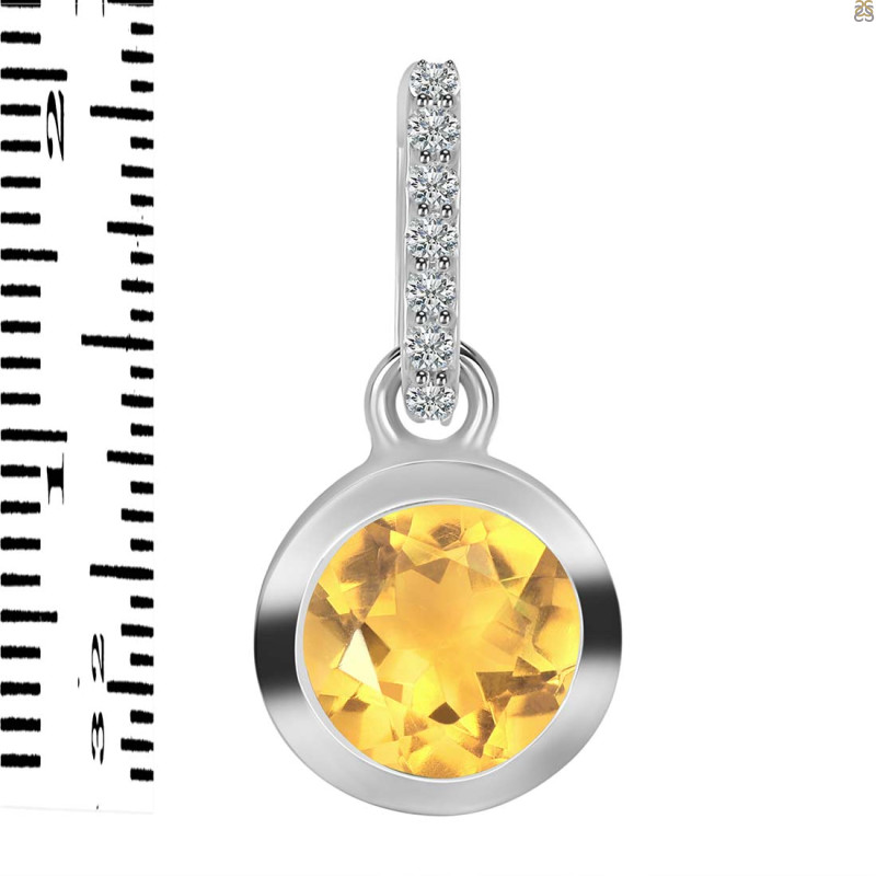 Citrine & White Topaz Pendant CIT-RDP-992-CZ-LOOP.