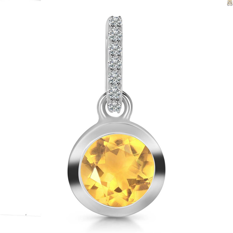 Citrine & White Topaz Pendant CIT-RDP-992-CZ-LOOP.