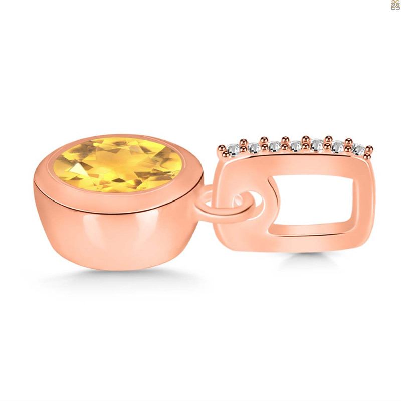Citrine & White Topaz Pendant CIT-RDP-992-CZ-LOOP.
