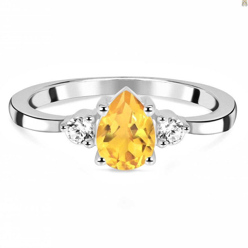 Citrine & White Topaz Ring CIT-RDR-2213.
