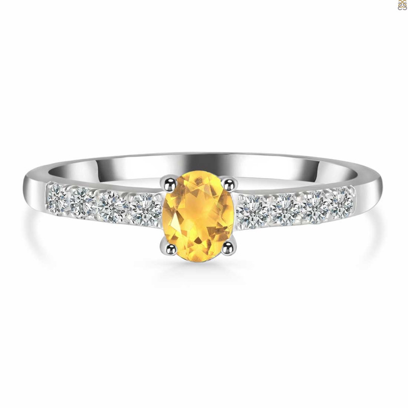 Citrine & White Topaz Ring CIT-RDR-2538.