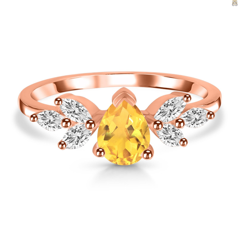 Citrine & White Topaz Ring CIT-RDR-2556.