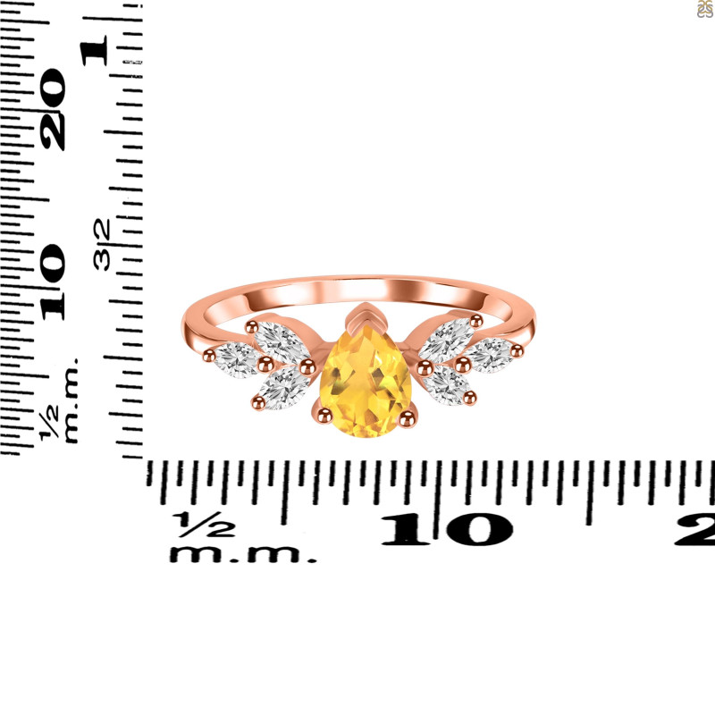 Citrine & White Topaz Ring CIT-RDR-2556.