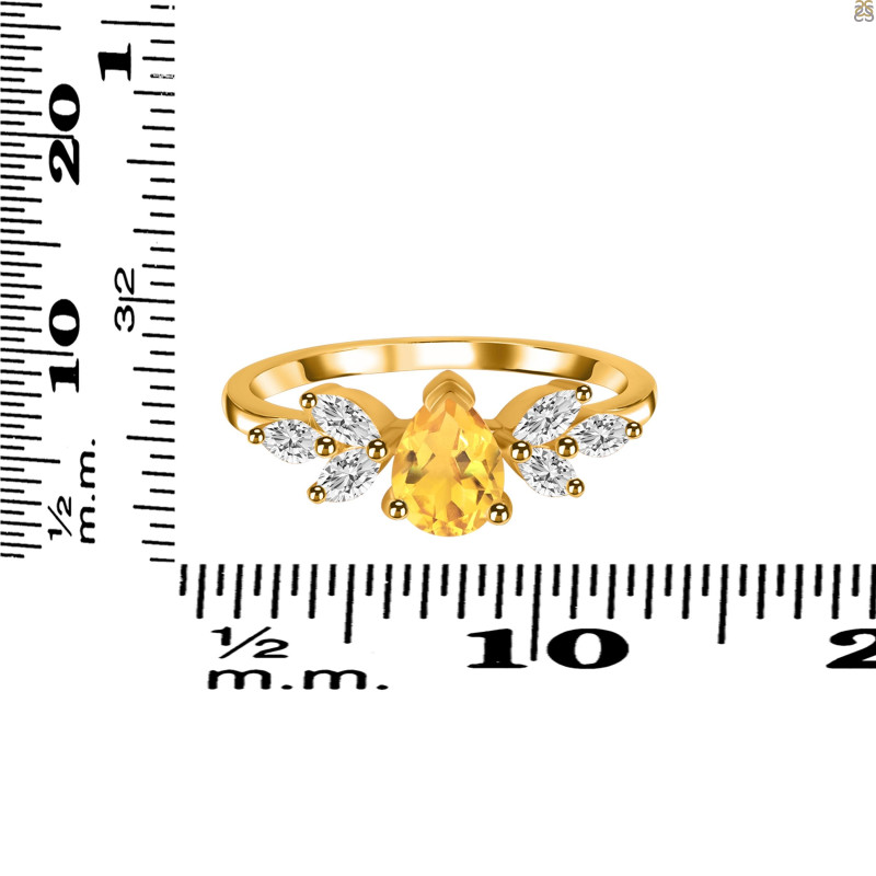 Citrine & White Topaz Ring CIT-RDR-2556.