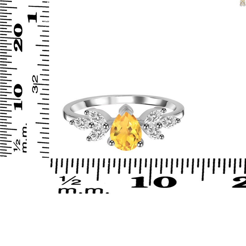 Citrine & White Topaz Ring CIT-RDR-2556.