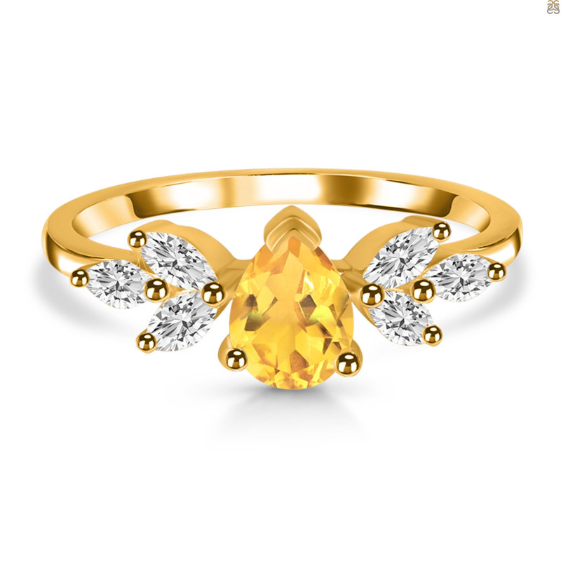 Citrine & White Topaz Ring CIT-RDR-2556.