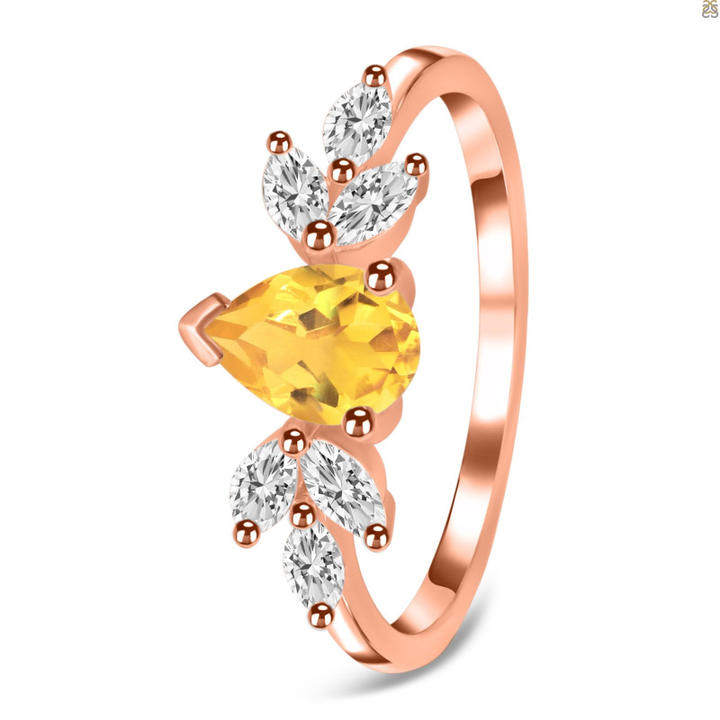 Citrine & White Topaz Ring CIT-RDR-2556.