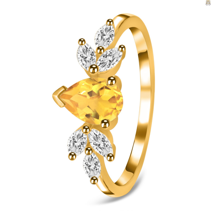 Citrine & White Topaz Ring CIT-RDR-2556.