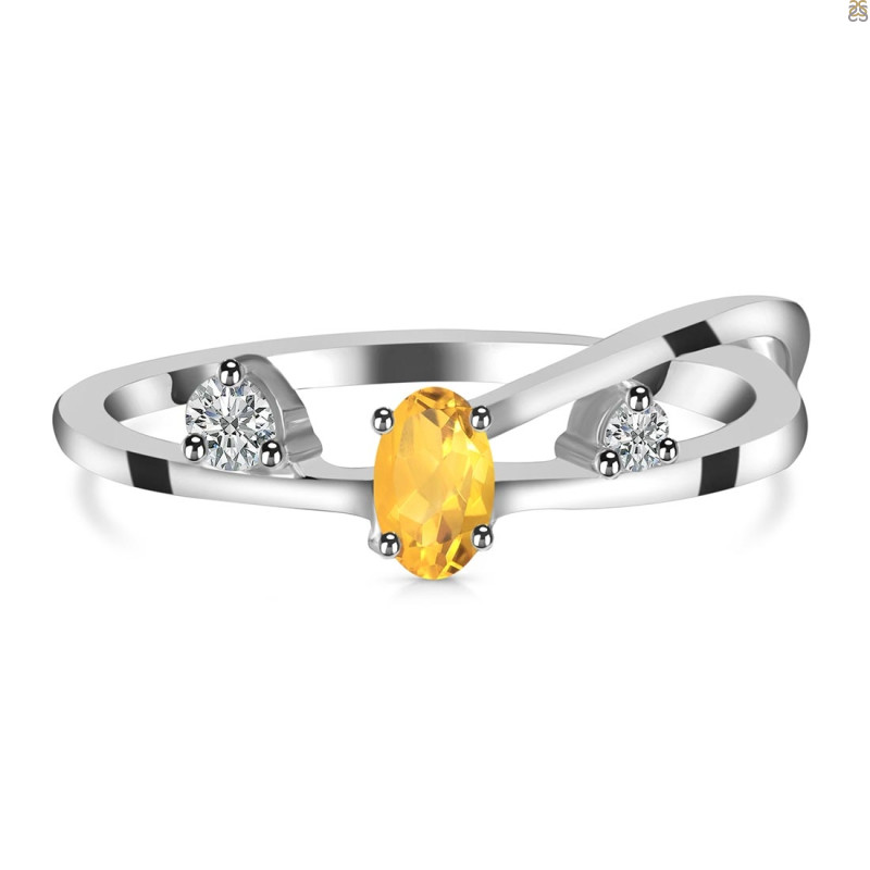 Citrine & White Topaz Ring CIT-RDR-2629.