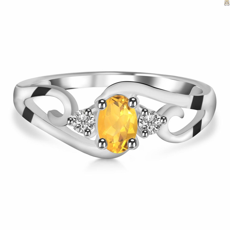 Citrine & White Topaz Ring CIT-RDR-2631.