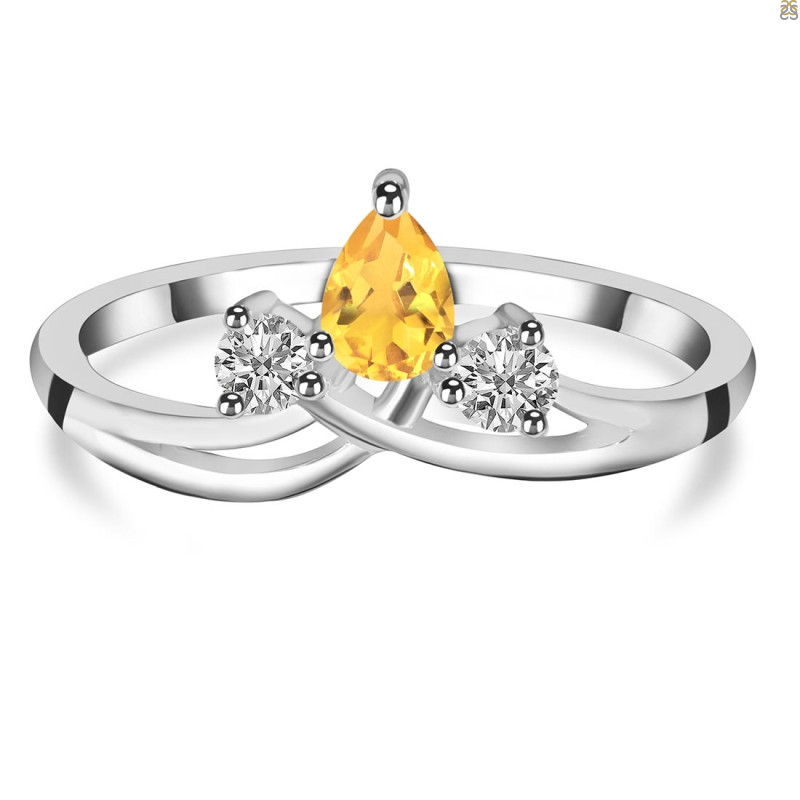 Citrine & White Topaz Ring CIT-RDR-2660.
