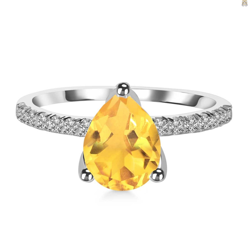 Citrine & White Topaz Ring CIT-RDR-2860.