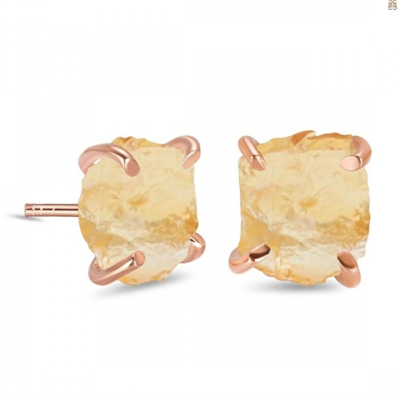 Citrine Raw Crystal Stud Earring CIT-RE-200.