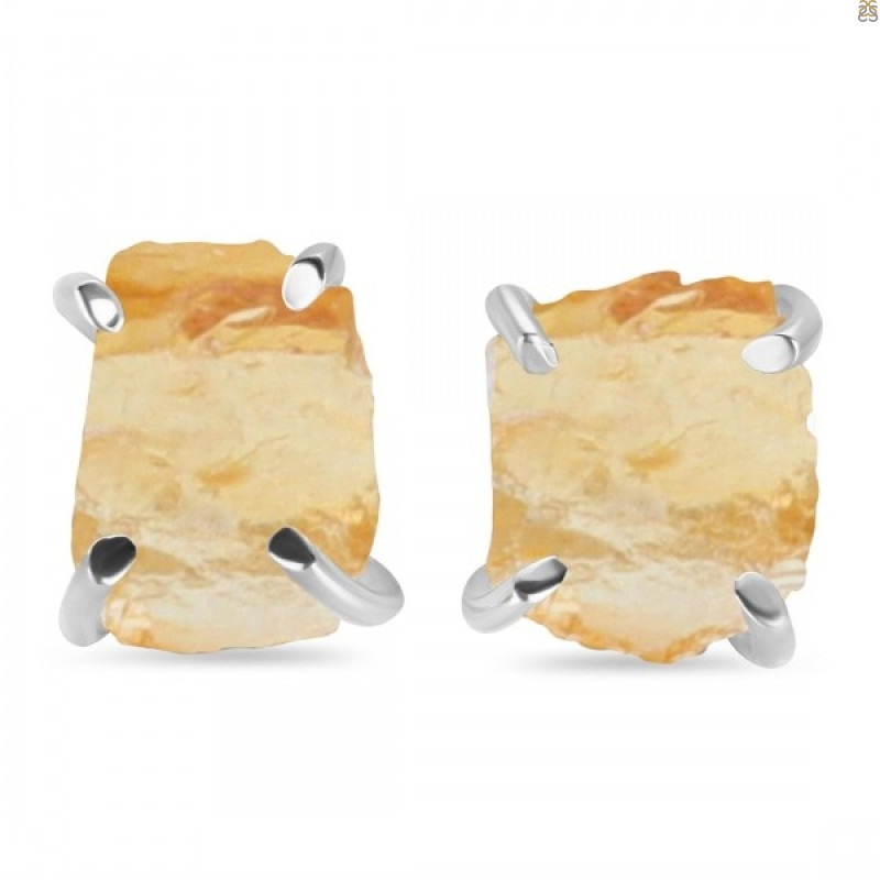Citrine Raw Crystal Stud Earring CIT-RE-200.