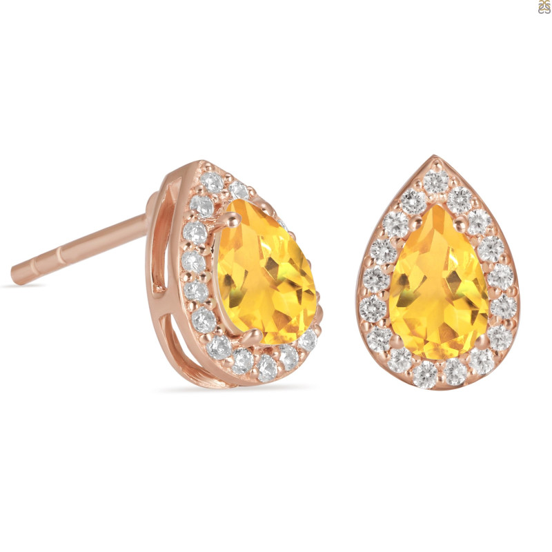 Citrine & White Topaz Stud Earring CIT-RE-52.