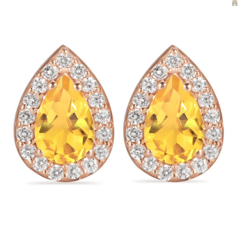 Citrine & White Topaz Stud Earring CIT-RE-52.