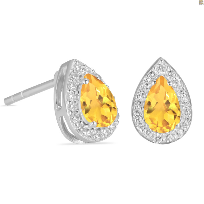 Citrine & White Topaz Stud Earring