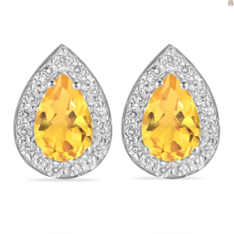 Citrine & White Topaz Stud Earring CIT-RE-52.